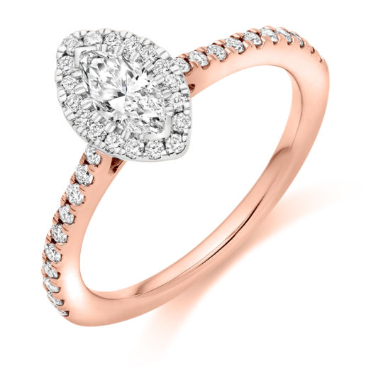 Platinum Marquise Cut Diamond Halo Engagement Ring 0.60ct