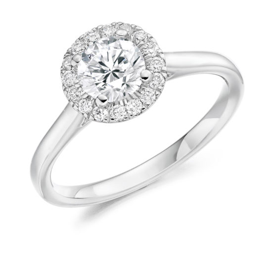 Platinum Brilliant Cut Diamond Halo Engagement Ring 0.90ct