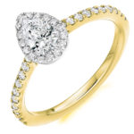 Platinum Pear Shape Diamond Halo Engagement Ring 0.65ct