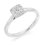 Platinum Princess Cut Diamond Halo Engagement Ring 0.40ct