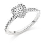 Platinum Heart Shape Diamond Halo Engagement Ring 0.63ct