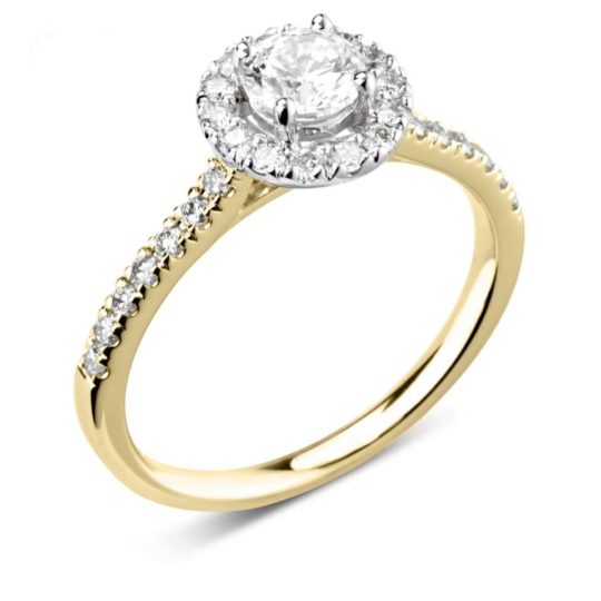 18ct Yellow Gold Brilliant Cut Diamond Halo Engagement Ring 1.70ct