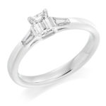 Platinum Emerald Cut & Baguette Cut Diamond Engagement Ring 0.57ct