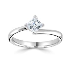 Platinum Princess Cut Diamond Solitaire Engagement Ring 0.50ct