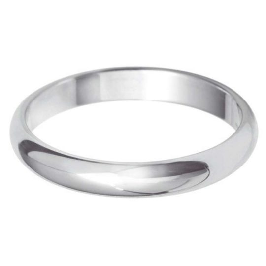 Ladies 9ct White Gold 3mm D-Shape Wedding Ring