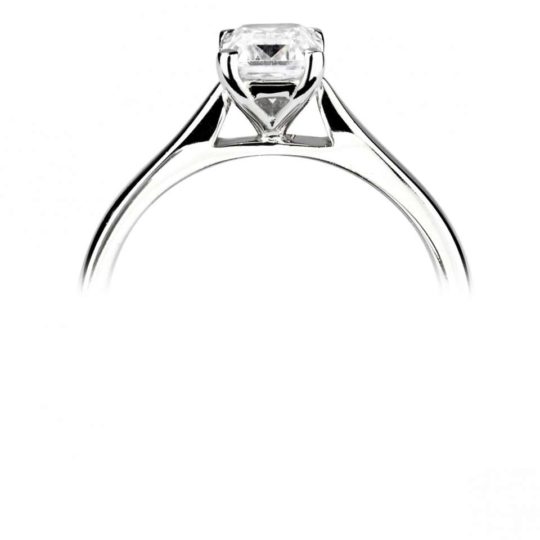 18ct White Gold Emerald Cut Diamond Solitaire Engagement Ring 0.50ct