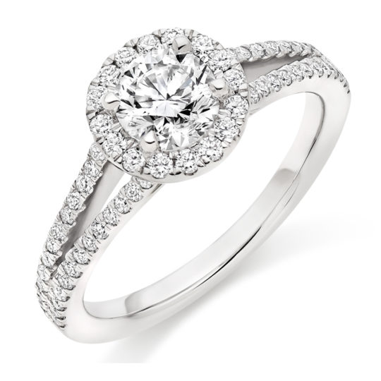 Platinum Brilliant Cut Diamond Halo Engagement Ring 1.15ct