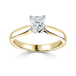 18ct Yellow Gold Princess Cut Diamond Solitaire Engagement Ring 0.80ct