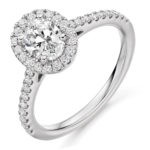 Platinum Oval Cut Diamond Halo Engagement Ring 1.10ct