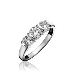 Platinum Brilliant Cut Diamond Bar Set Trilogy Engagement Ring 1.00ct