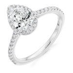 Platinum Pear Shape Diamond Halo Engagement Ring 1.05ct