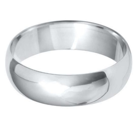 Gents Platinum 6mm D-Shape Wedding Ring