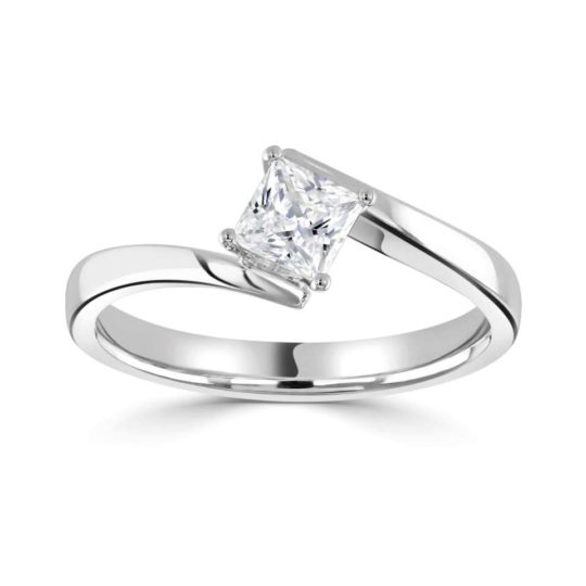 Platinum Princess Cut Diamond Solitaire Engagement Ring 0.50ct
