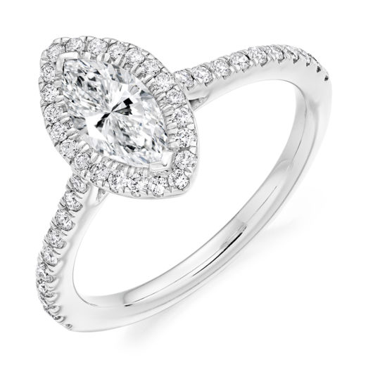 Platinum Marquise Cut Diamond Halo Engagement Ring 1.10ct