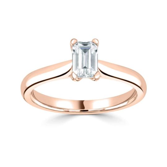 18ct Rose Gold Emerald Cut Diamond Solitaire Engagement Ring 0.50ct
