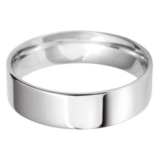 Gents Platinum 6mm Light Flat Court Wedding Ring