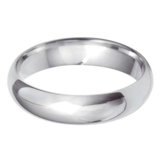 Gents 9ct White Gold 5mm D-Shape Wedding Ring