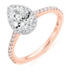 18ct Rose Gold Pear Shape Diamond Halo Engagement Ring 1.05ct