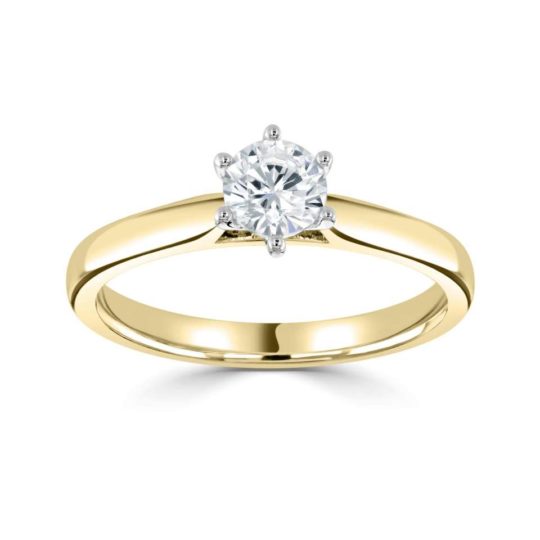 18ct Yellow Gold Brilliant Cut Diamond Solitaire Engagement Ring 0.45ct