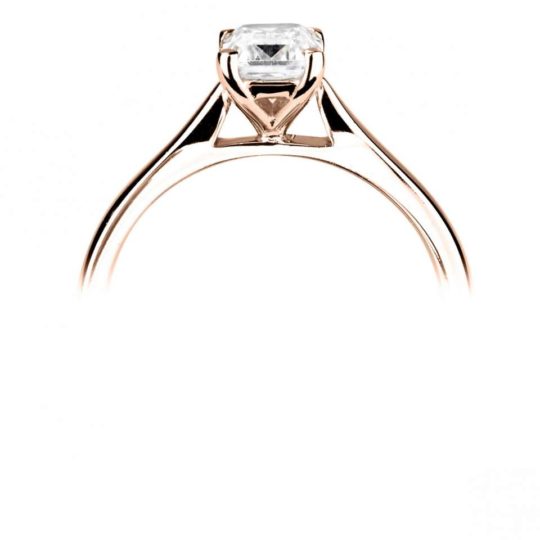 18ct Rose Gold Emerald Cut Diamond Solitaire Engagement Ring 0.50ct