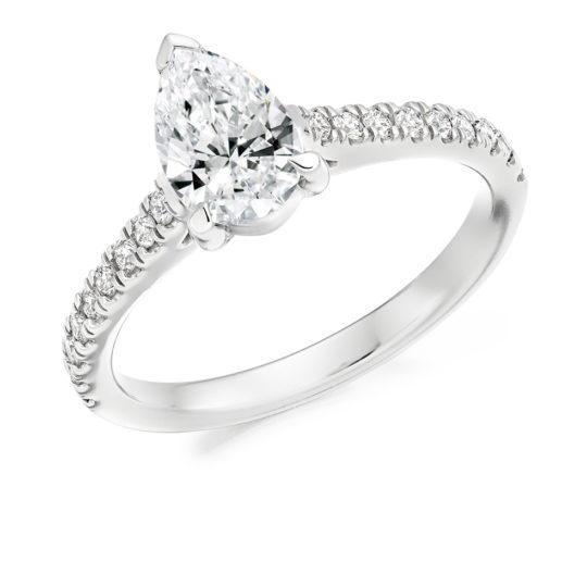 Platinum Pear Shape Diamond Engagement Ring 0.95ct