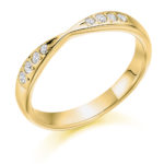 18ct Yellow Gold Brilliant Cut Diamond Set Shaped Wedding Ring 0.15ct
