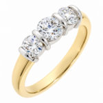 18ct Yellow Gold 1.00ct Brilliant Cut Diamond Trilogy Engagement Ring