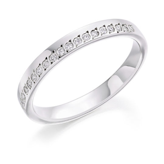 18ct White Gold Brilliant Cut Diamond Offset Wedding Ring 0.15ct