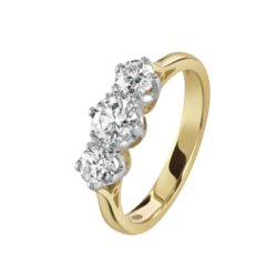 18ct Yellow Gold Brilliant Cut Diamond Rex Set Trilogy Engagement Ring 1.00ct
