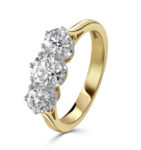 18ct Yellow Gold Brilliant Cut Diamond Rex Set Trilogy Engagement Ring 1.50ct