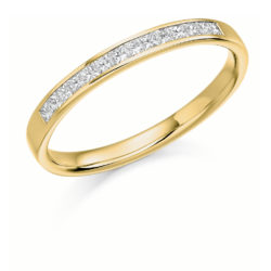 18ct Yellow Gold Princess Cut Diamond Channel Set Half Eternity Ring 0.20ct