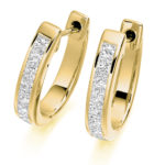 18ct Yellow Gold Princess Cut Diamond Hoop Earrings 1.00ct