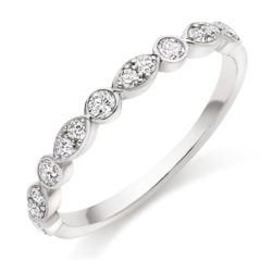 18ct White Gold Brilliant Cut Diamond Rubover Set Half Eternity Ring 0.35ct