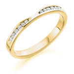 18ct Yellow Gold Brilliant Cut Diamond Set Cut Out Wedding Ring 0.18ct