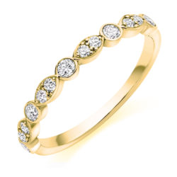 18ct Yellow Gold Brilliant Cut Diamond Rubover Set Half Eternity Ring 0.35ct