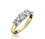 18ct Yellow Gold Brilliant Cut Diamond Bar Set Trilogy Engagement Ring 1.00ct