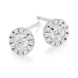 18ct White Gold Brilliant Cut Diamond Halo Earrings 1.00ct