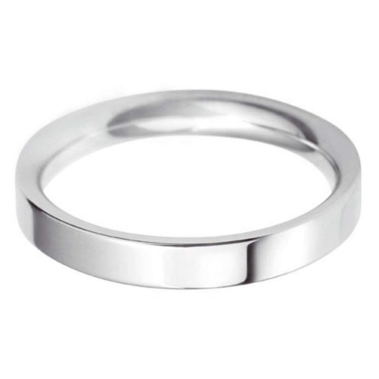 Ladies Platinum 3mm Flat Court Wedding Ring