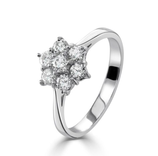 Platinum Brilliant Cut Diamond Flower Cluster Ring 1.00ct