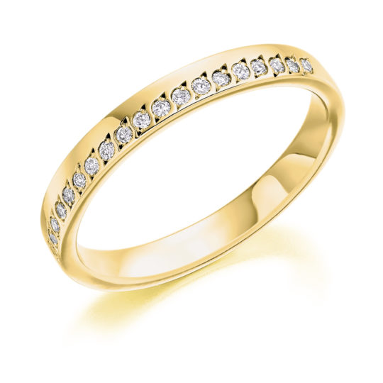 18ct Yellow Gold Brilliant Cut Diamond Offset Wedding Ring 0.15ct