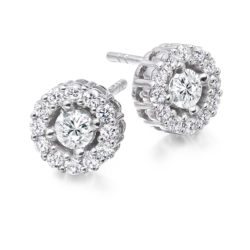 18ct White Gold Brilliant Cut Diamond Halo Earrings 1.00ct