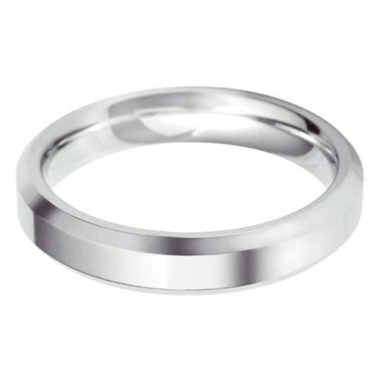 Gents Platinum 4mm Bevelled Edge Wedding Ring