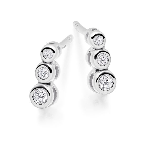 18ct White Gold Brilliant Cut Diamond Trilogy Earrings 0.20ct