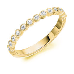 18ct Yellow Gold Brilliant Cut Diamond Rubover Set Half Eternity Ring 0.25ct