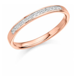18ct Rose Gold Princess Cut Diamond Channel Set Half Eternity Ring 0.20ct