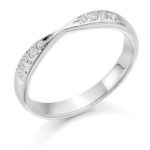 Platinum Brilliant Cut Diamond Set Shaped Wedding Ring 0.15ct