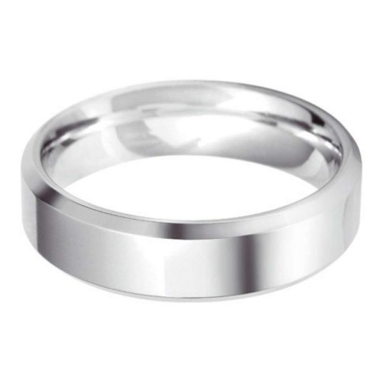 Gents 9ct White Gold 6mm Bevelled Edge Wedding Ring