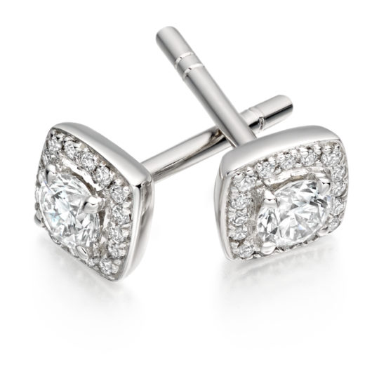 18ct White Gold Brilliant Cut Diamond Halo Earrings 0.30ct