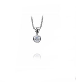 18ct White Gold Brilliant Cut Bezel Set Diamond Pendant 0.20ct