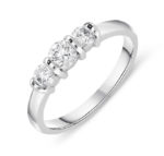 Platinum Brilliant Cut Diamond Bar Set Trilogy Engagement Ring 0.50ct